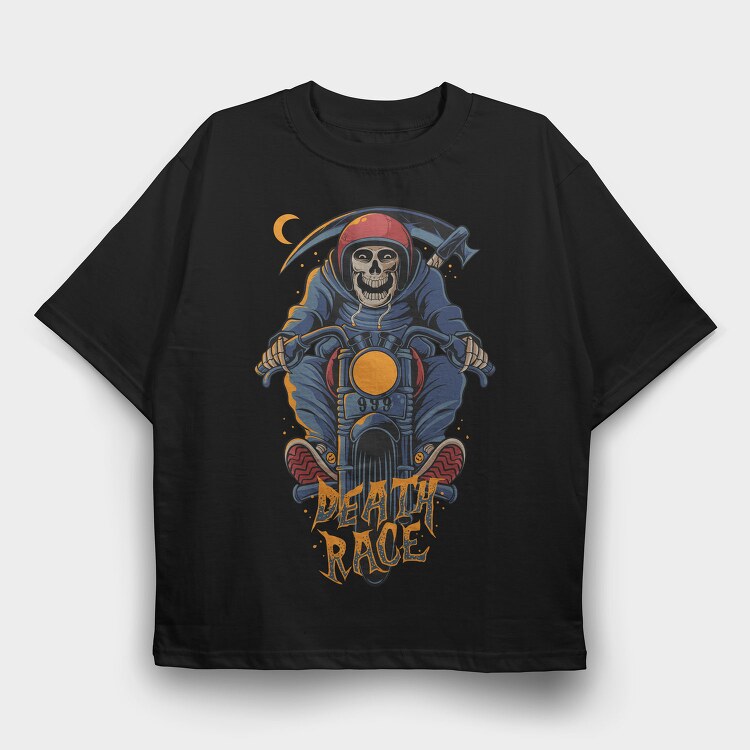 Death Race Skull, Tricou Oversize Barbati (Unisex)