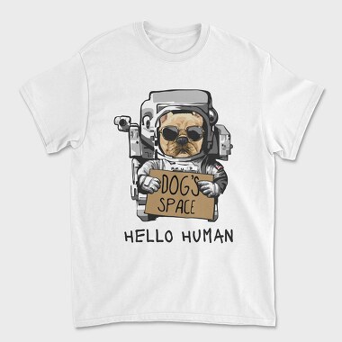 Dog Astronaut Hello, Tricou Barbati (Unisex)
