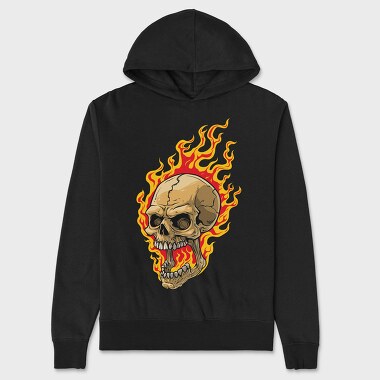 Flaming Skull, Hanorac Oversize Barbati (Unisex)