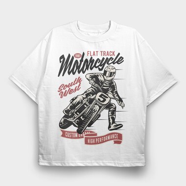 Flat Track Rider, Tricou Oversize Barbati (Unisex)