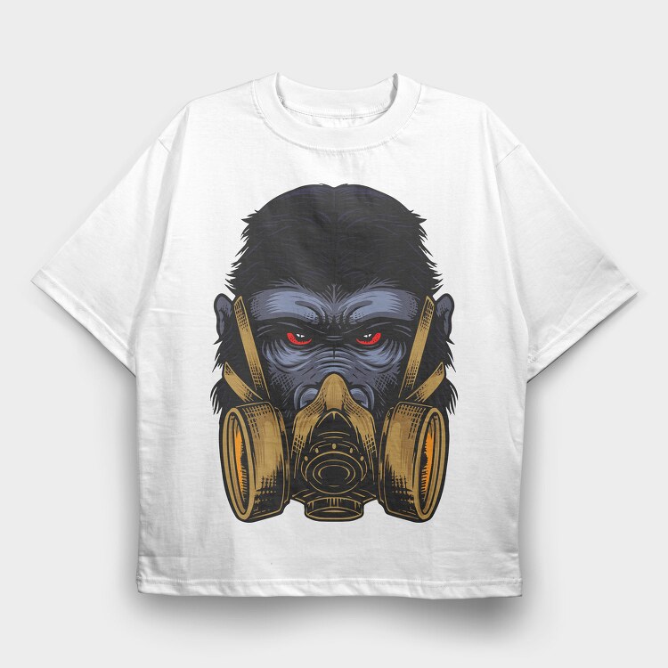 Gas Mask Gorilla, Tricou Oversize Barbati (Unisex)