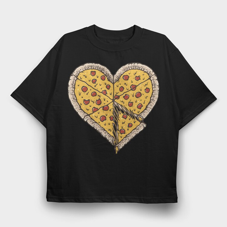 Heart Pizza Slice, Tricou Oversize Barbati (Unisex)