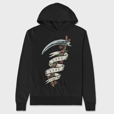 Love Life Death Roses, Hanorac Oversize Barbati (Unisex)