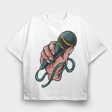 Microphone Fist Grip, Tricou Oversize Barbati (Unisex)