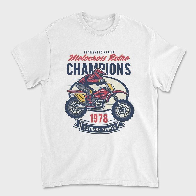 Motocross Retro Champions, Tricou Barbati (Unisex)