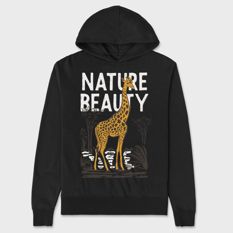 Nature Beauty Giraffe, Hanorac Oversize Barbati (Unisex)