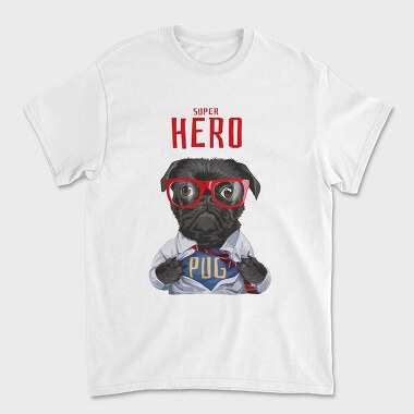 Pug Super Hero, Tricou Barbati (Unisex)