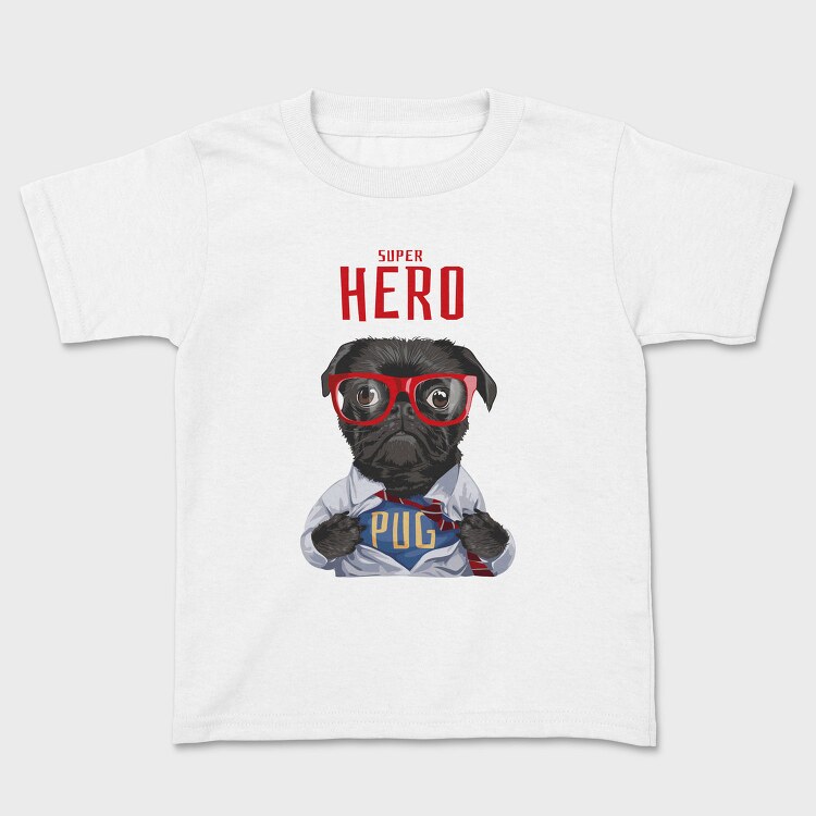 Pug Super Hero, Tricou Copii