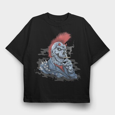 Punk Skull Smoke, Tricou Oversize Barbati (Unisex)