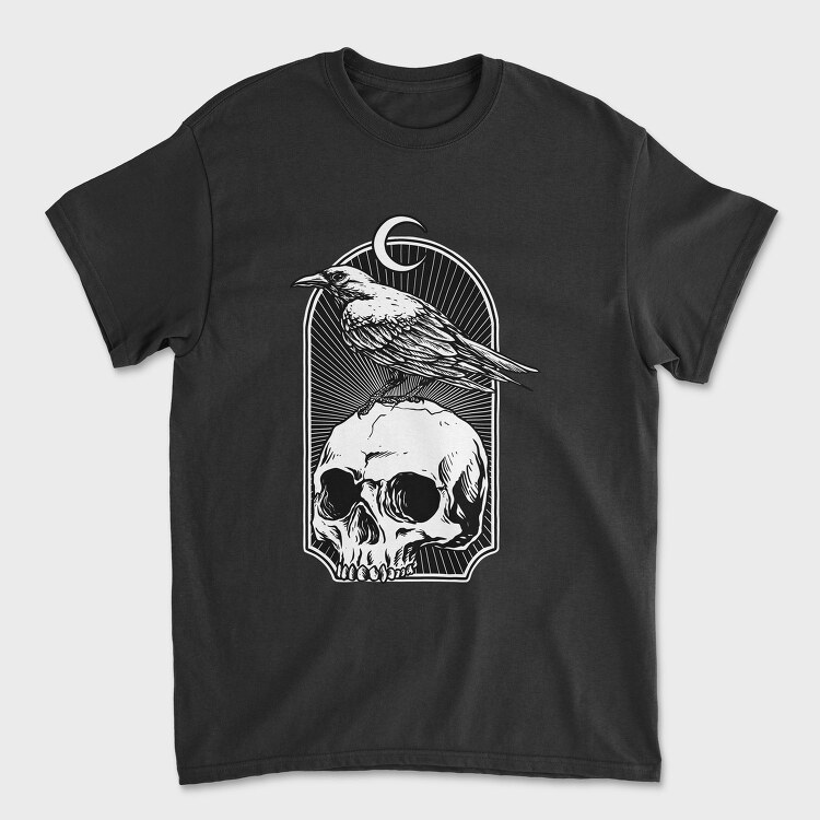 Raven Moon Skull, Tricou Barbati (Unisex)