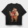 Santa Reindeer Hug, Tricou Oversize Barbati (Unisex)