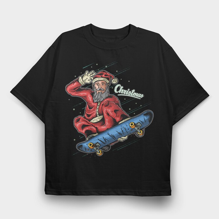 Santa Skateboarding, Tricou Oversize Barbati (Unisex)