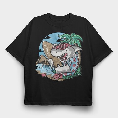 Shark Surf Chill, Tricou Oversize Barbati (Unisex)