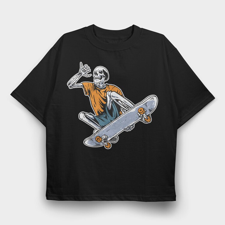 Skateboard Skeleton, Tricou Oversize Barbati (Unisex)