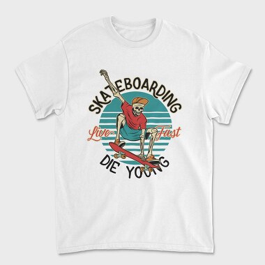 Skateboarding Skeleton, Tricou Barbati (Unisex)