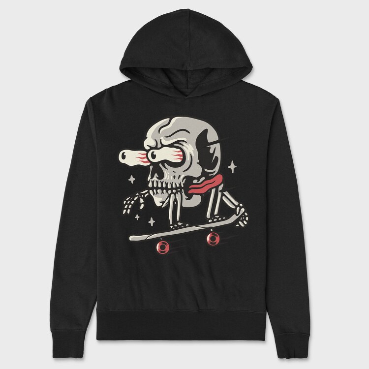 Skateboarding Skull 1, Hanorac Oversize Barbati (Unisex)