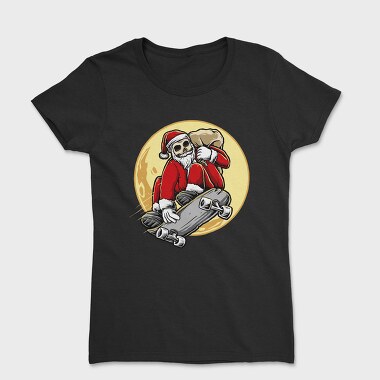 Skateboarding Skull Santa, Tricou Femei