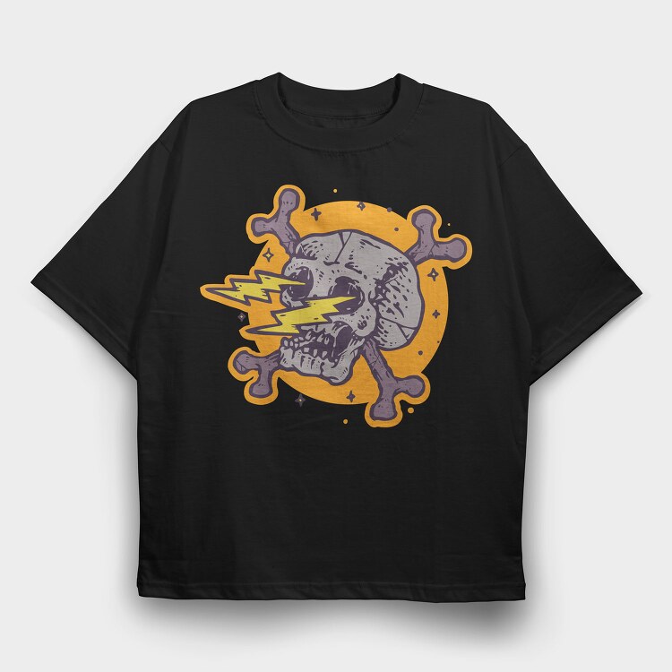 Skull Lightning Strike, Tricou Oversize Barbati (Unisex)