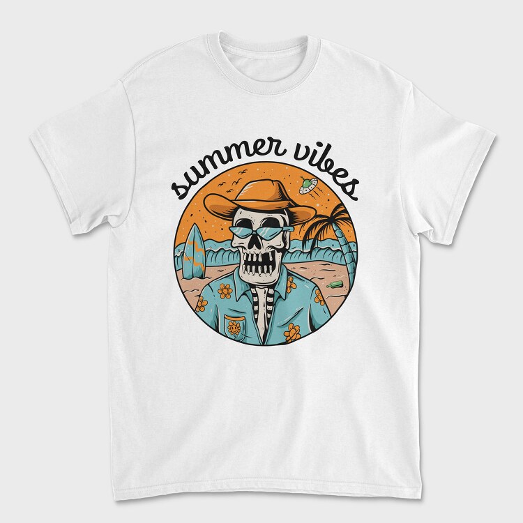 Summer Skull Vibes 1, Tricou Barbati (Unisex)