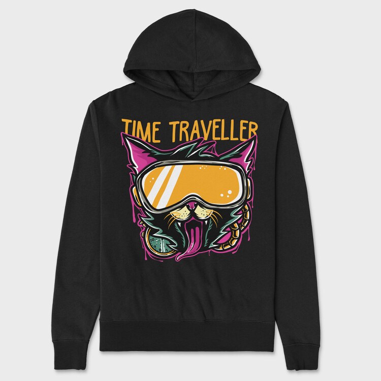 Time Traveler Cat, Hanorac Oversize Barbati (Unisex)