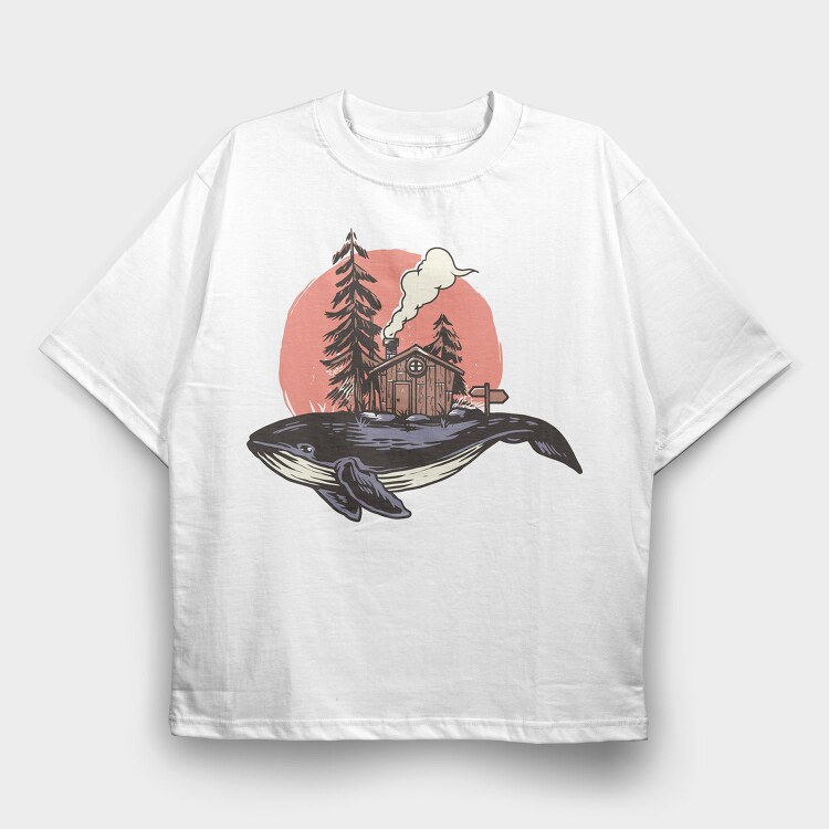 Whale Cabin Smoke, Tricou Oversize Barbati (Unisex)
