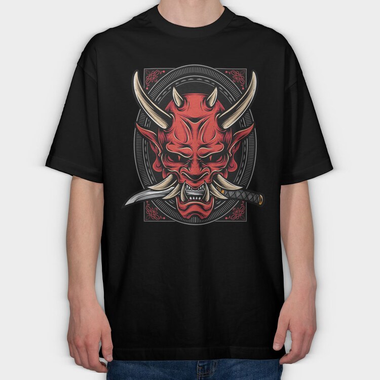 Red Dragon Samurai, Tricou Oversize Barbati (Unisex)