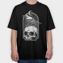 Raven Moon Skull, Tricou Oversize Barbati (Unisex)