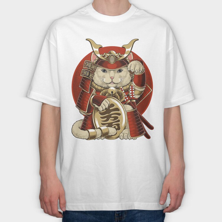 Cat Samurai Armor, Tricou Oversize Barbati (Unisex)
