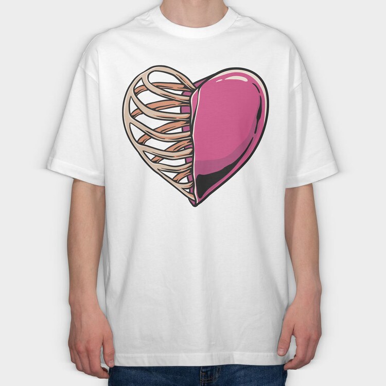 Ribbed Heart, Tricou Oversize Barbati (Unisex)