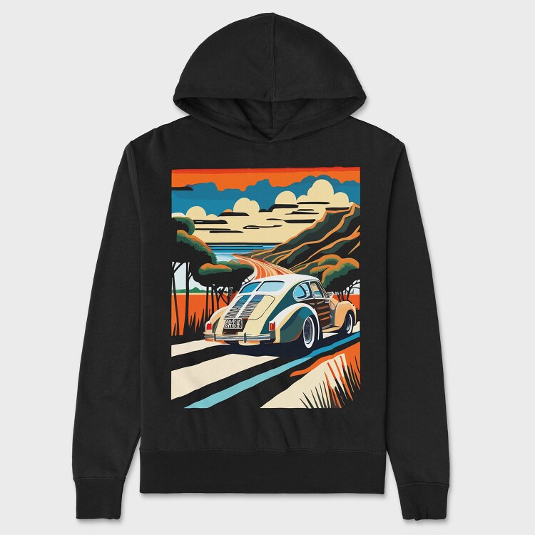 Hanorac Barbati (Unisex), Classic Car Mountain Sunset Trees