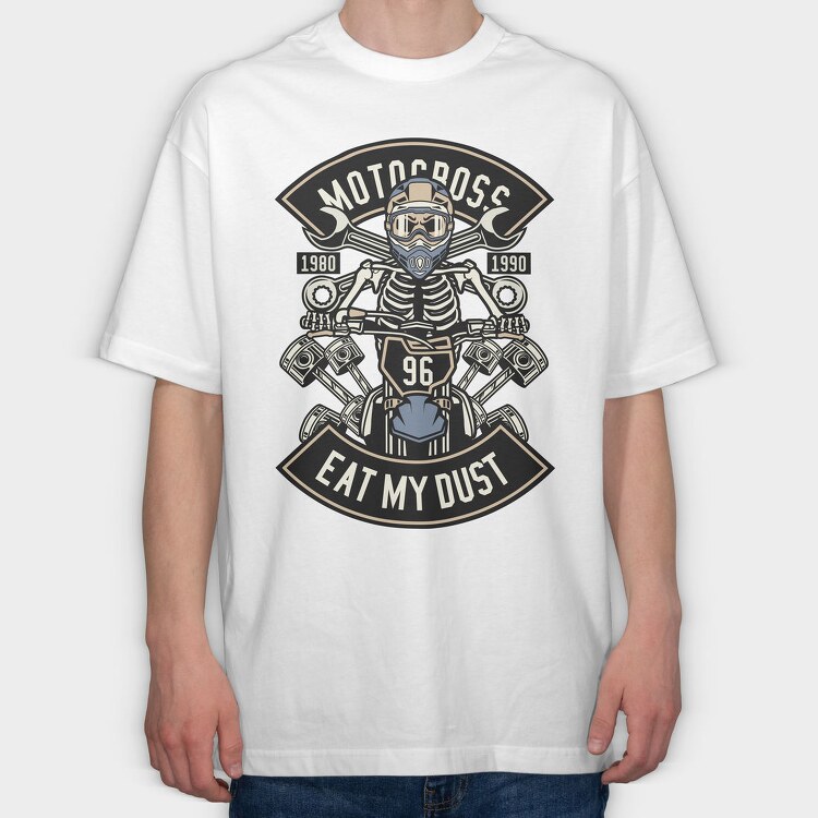 Motocross Skeleton Racer, Tricou Oversize Barbati (Unisex)