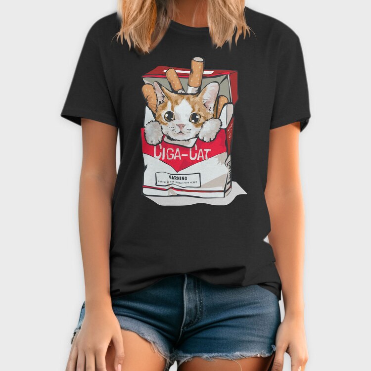 Cigarette Cat Warning, Tricou Barbati (Unisex)