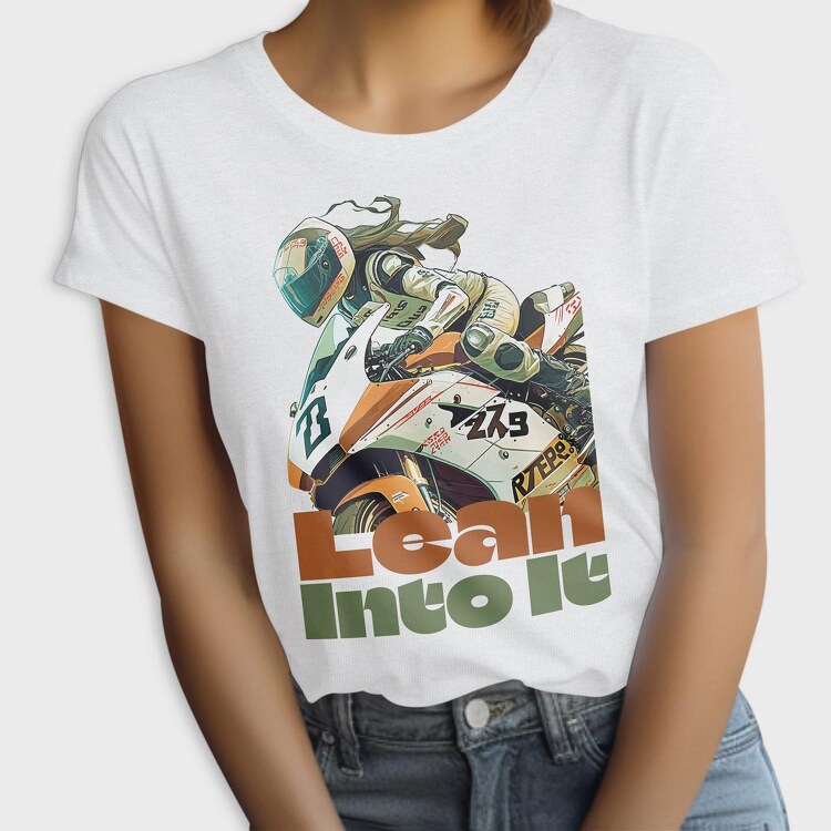 Tilted Competition Motorcycle With Rider Lean Into It, Tricou Femei