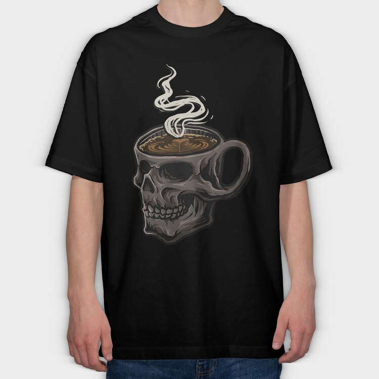 Skull Coffee Steamer, Tricou Oversize Barbati (Unisex)