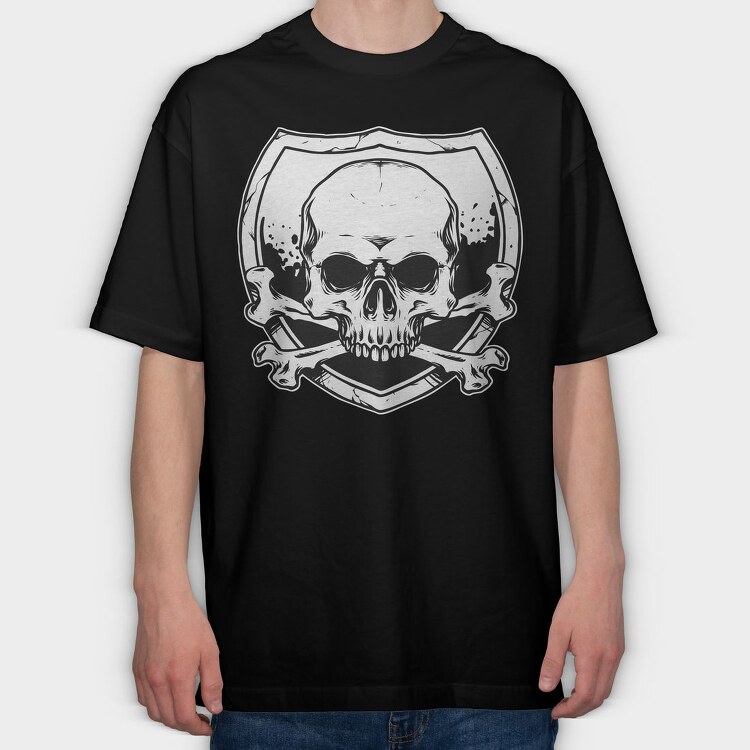 Skull Crossbones Shield, Tricou Oversize Barbati (Unisex)