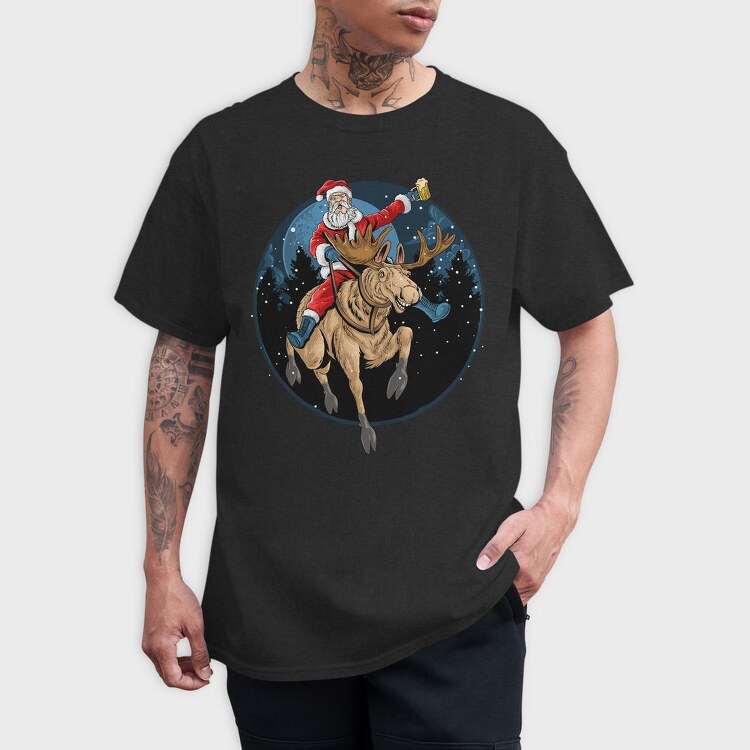 Santa Moose Ride, Tricou Barbati (Unisex)