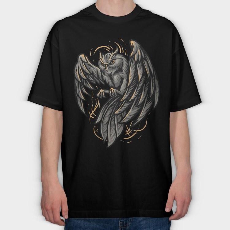 Stormy Owl Flight, Tricou Oversize Barbati (Unisex)