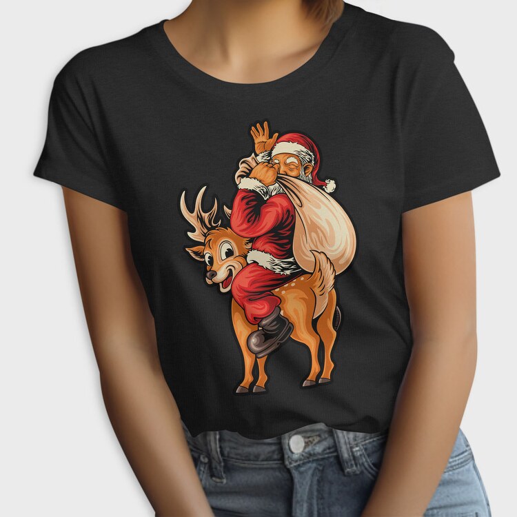 Santa Reindeer Hug, Tricou Femei