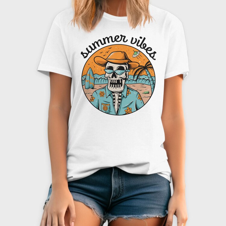 Summer Skull Vibes 1, Tricou Barbati (Unisex)
