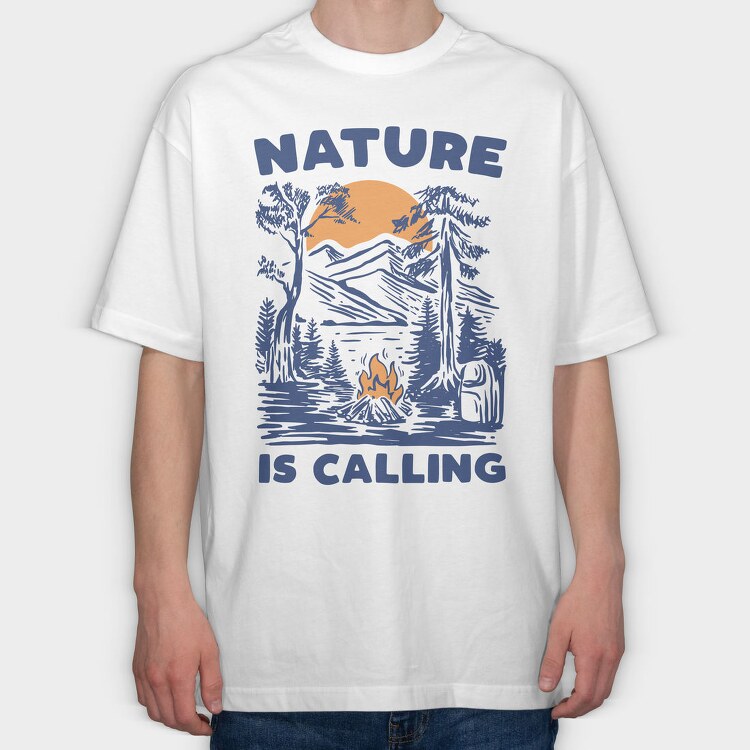 Nature Campfire Call, Tricou Oversize Barbati (Unisex)