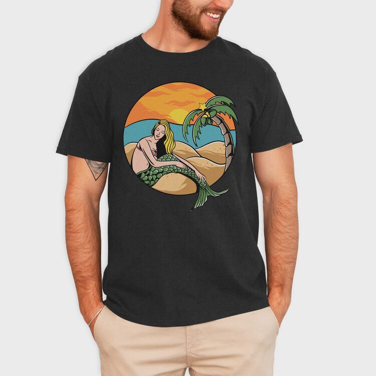 Sunset Mermaid Paradise, Tricou Barbati (Unisex)