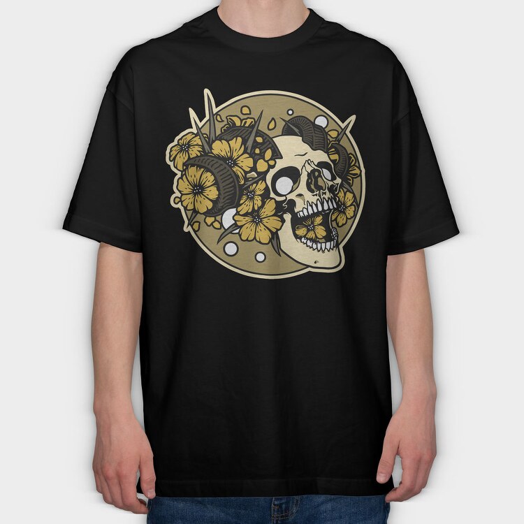 Day Of The Dead Skull, Tricou Oversize Barbati (Unisex)