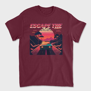 Car on Scenic Road Beautiful Sunset 80S Retro, Tricou Barbati (Unisex)