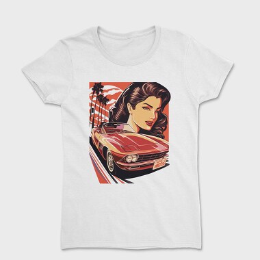 Classic Convertible With Woman and Trees, Tricou Femei