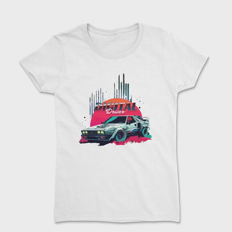 Digital Driver Futuristic Car Vaporwave, Tricou Femei