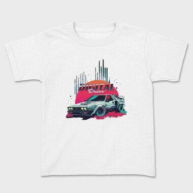 Digital Driver Futuristic Car Vaporwave, Tricou Copii