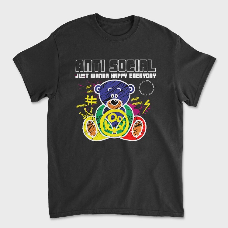 Anti Social Bear, Tricou Barbati (Unisex)