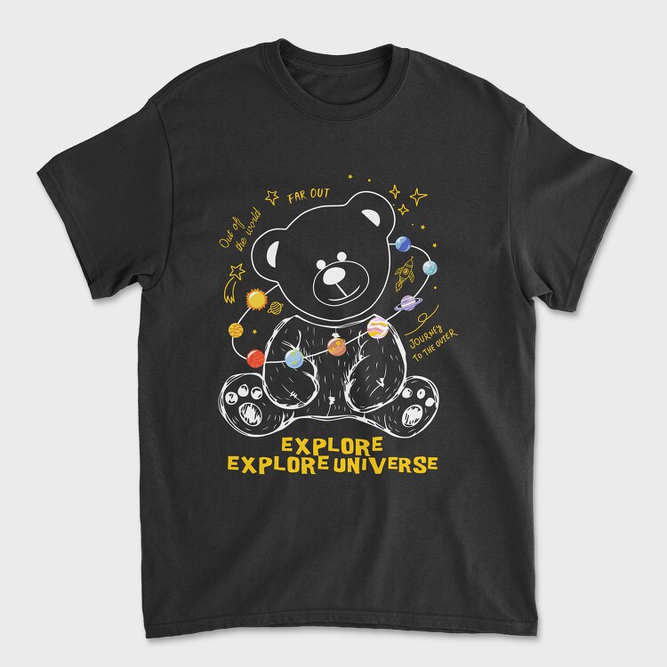 Explore Universe Bear, Tricou Barbati (Unisex)