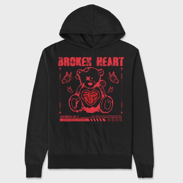 Broken Heart Bear, Hanorac Oversize Barbati (Unisex)