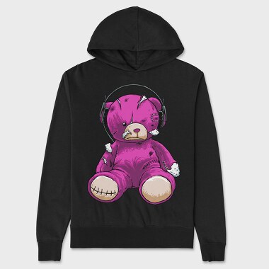 Headphones Pink Bear, Hanorac Oversize Barbati (Unisex)